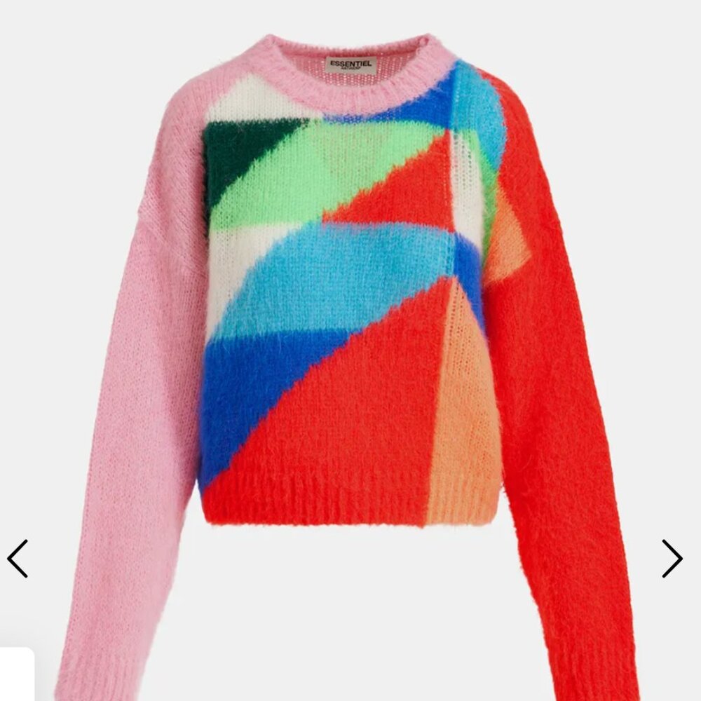 Essentiel Antwerp Efancy Intarsia-Knitted Colorblock geometric Sweater – XS